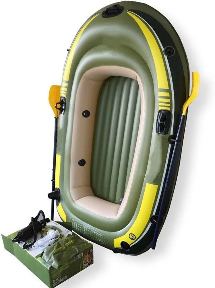 Inflatable Kayak,Environmentally Friendly Thick Double Inflatable Fishing Boat Outdoor Inflatable Three-Person Boat with Paddle Pump
