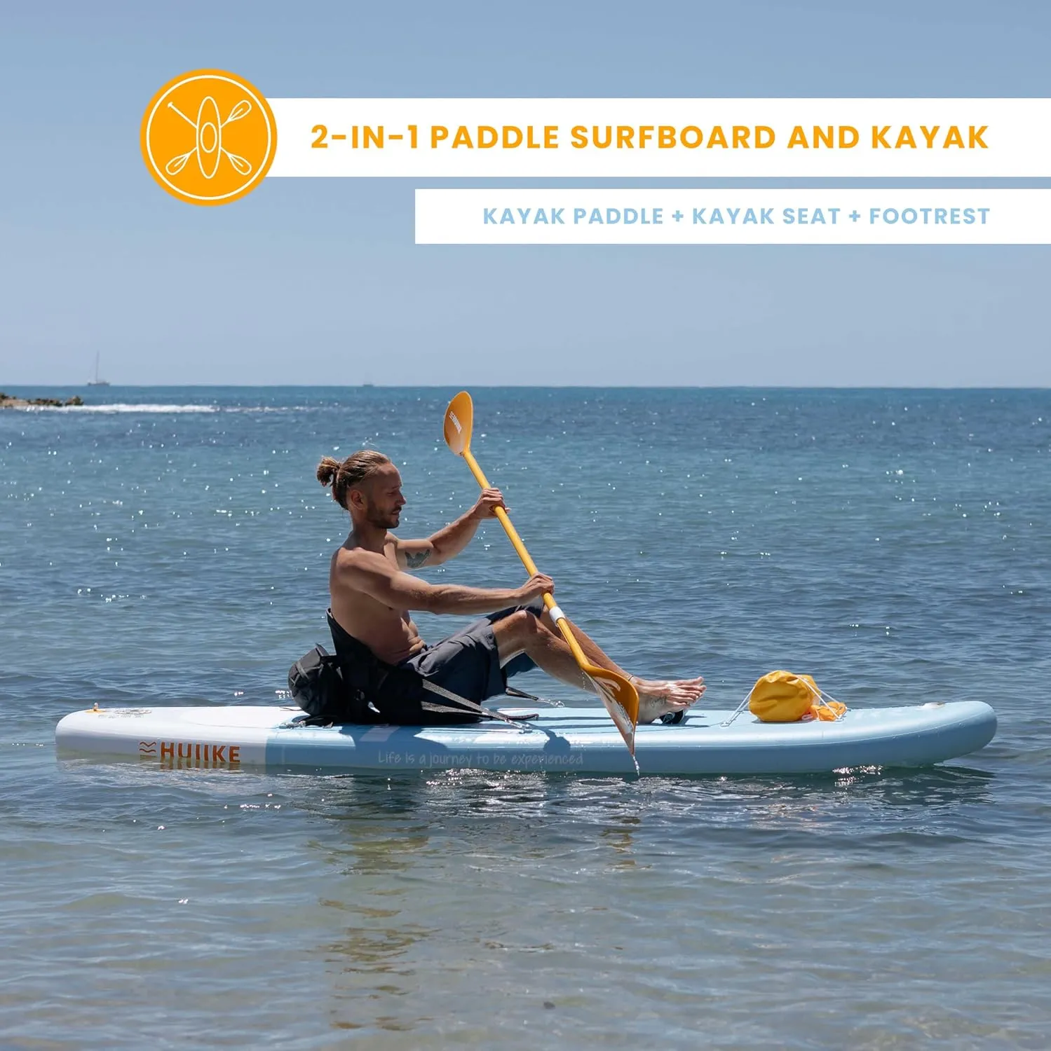 Inflatable Paddle Board with Premium Accessories - HUIIKE | Inflatable Paddle Boards for Adults with Kayak Seat and 2-in-1 Oar | Stand Up Paddleboard Great Stability Resistance | Stand-up Paddleboards