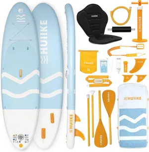 Inflatable Paddle Board with Premium Accessories - HUIIKE | Inflatable Paddle Boards for Adults with Kayak Seat and 2-in-1 Oar | Stand Up Paddleboard Great Stability Resistance | Stand-up Paddleboards