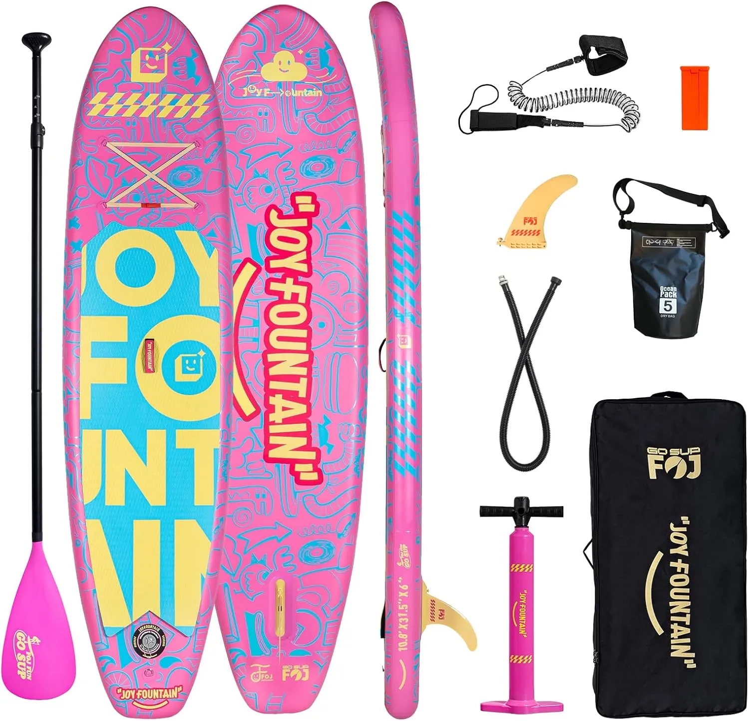 Inflatable Paddle Board,10.8'x31.5"x6" Stand Up Paddle Boards,Premium SUP Board Paddle with Removable Fin, Floating Paddle, Hand Pump, Waterproof Bag for Adults & Youth