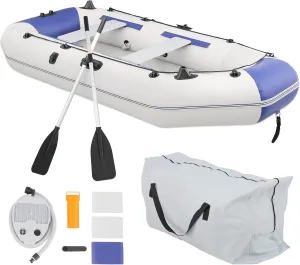 Inflatable Sports Kayak(Oars Included), 1-4 Person Air Fishing Raft Boat, Max Load 790Ibs, Quick Inflation and Deflation, Carry Bag Included
