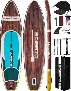 Inflatable Stand Up Paddle Board 10'8“*34"/11'*33" Extra Wide Paddle Boards for Adults, SUP with Premium Accessories & Nylon Backpack, Adjustable Paddle, Hand Pump, Bottom Fin, Leash