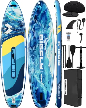 Inflatable Stand Up Paddle Board 11’*34”*6”, Blow Up Paddle Board for Adults,with Detachable Fins, Pump, Floating Paddle, Safety Leash,Backpack