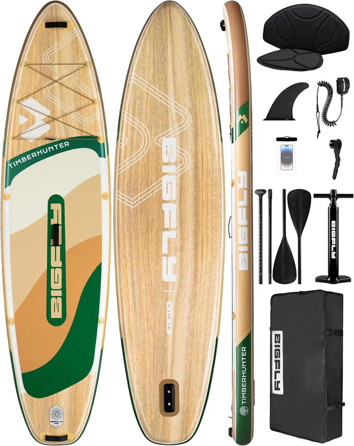 Inflatable Stand Up Paddle Board 11’*34”*6”, Blow Up Paddle Board for Adults,with Detachable Fins, Pump, Floating Paddle, Safety Leash,Backpack