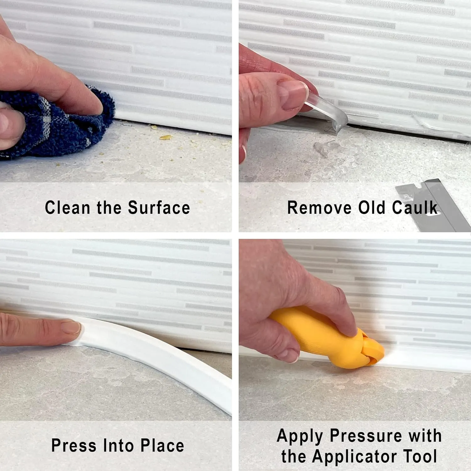 InstaTrim Self-Adhesive Flexible Moulding Trim Kit - Fast, Easy Installation with Professional Results - 20ft of Brown 1/2" Caulk Tape, Applicator Tool, & Corners