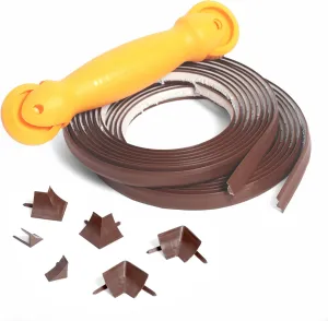 InstaTrim Self-Adhesive Flexible Moulding Trim Kit - Fast, Easy Installation with Professional Results - 20ft of Brown 1/2" Caulk Tape, Applicator Tool, & Corners