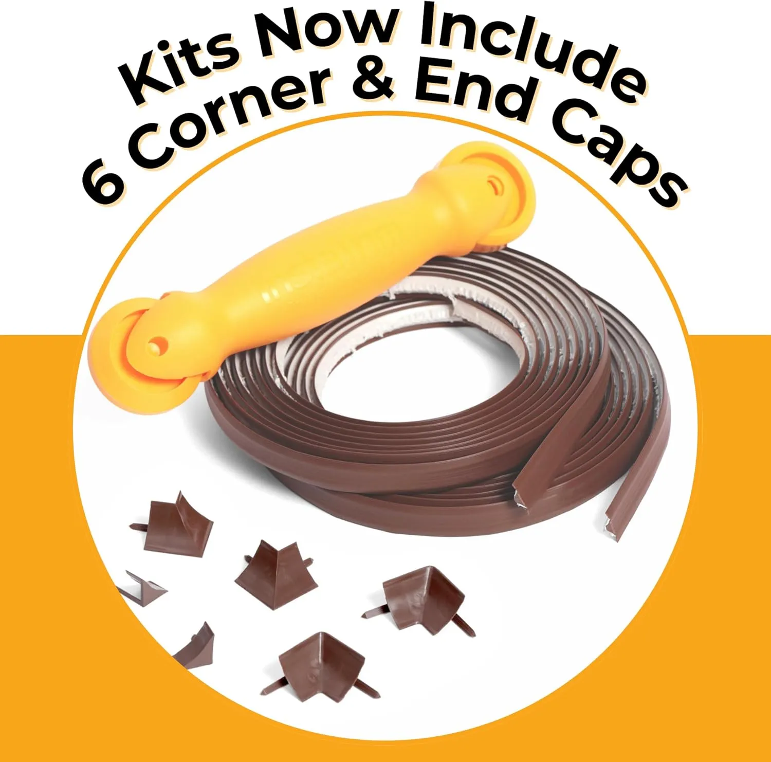 InstaTrim Self-Adhesive Flexible Moulding Trim Kit - Fast, Easy Installation with Professional Results - 20ft of Brown 1/2" Caulk Tape, Applicator Tool, & Corners