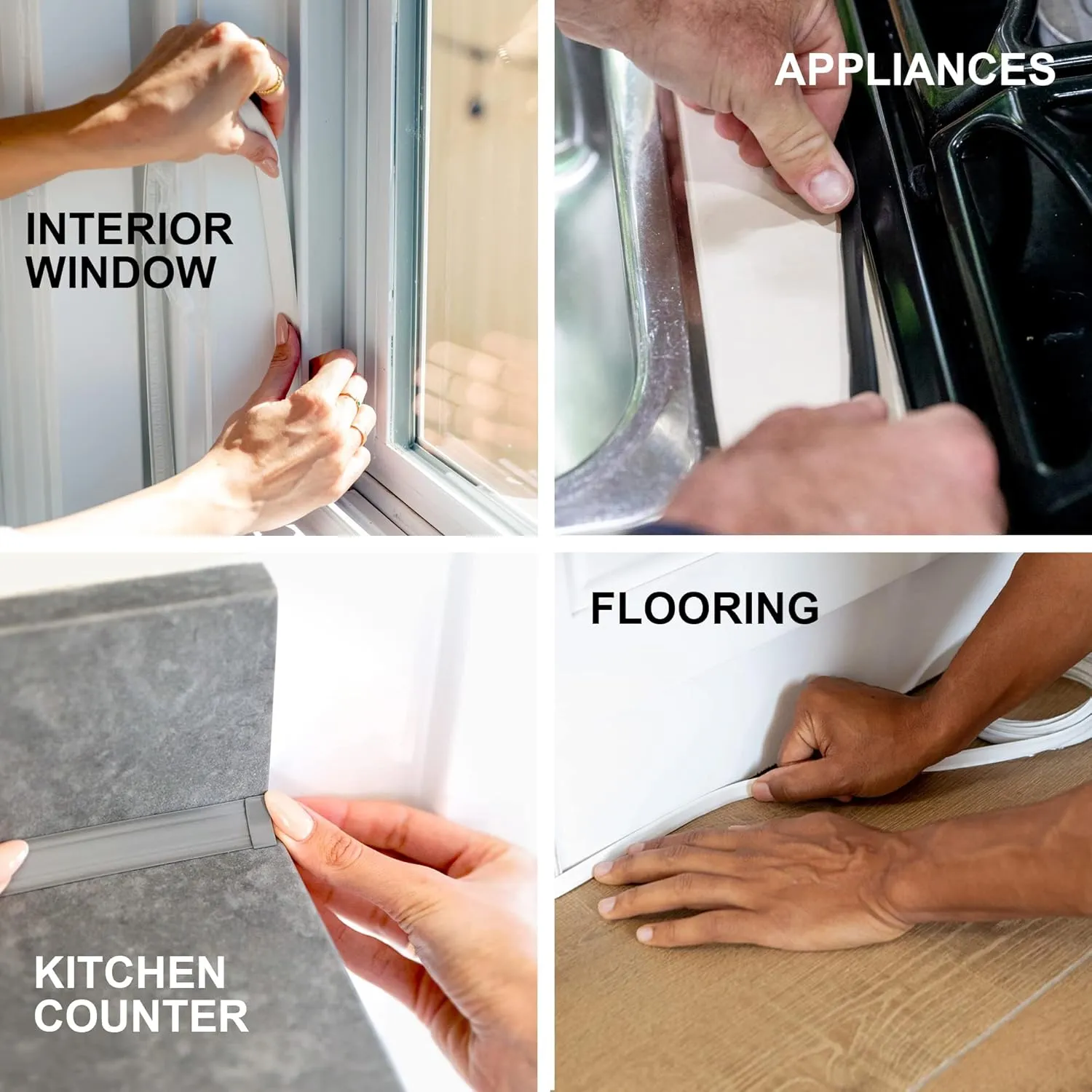 InstaTrim Self-Adhesive Flexible Moulding Trim Kit - Fast, Easy Installation with Professional Results - 20ft of Brown 1/2" Caulk Tape, Applicator Tool, & Corners