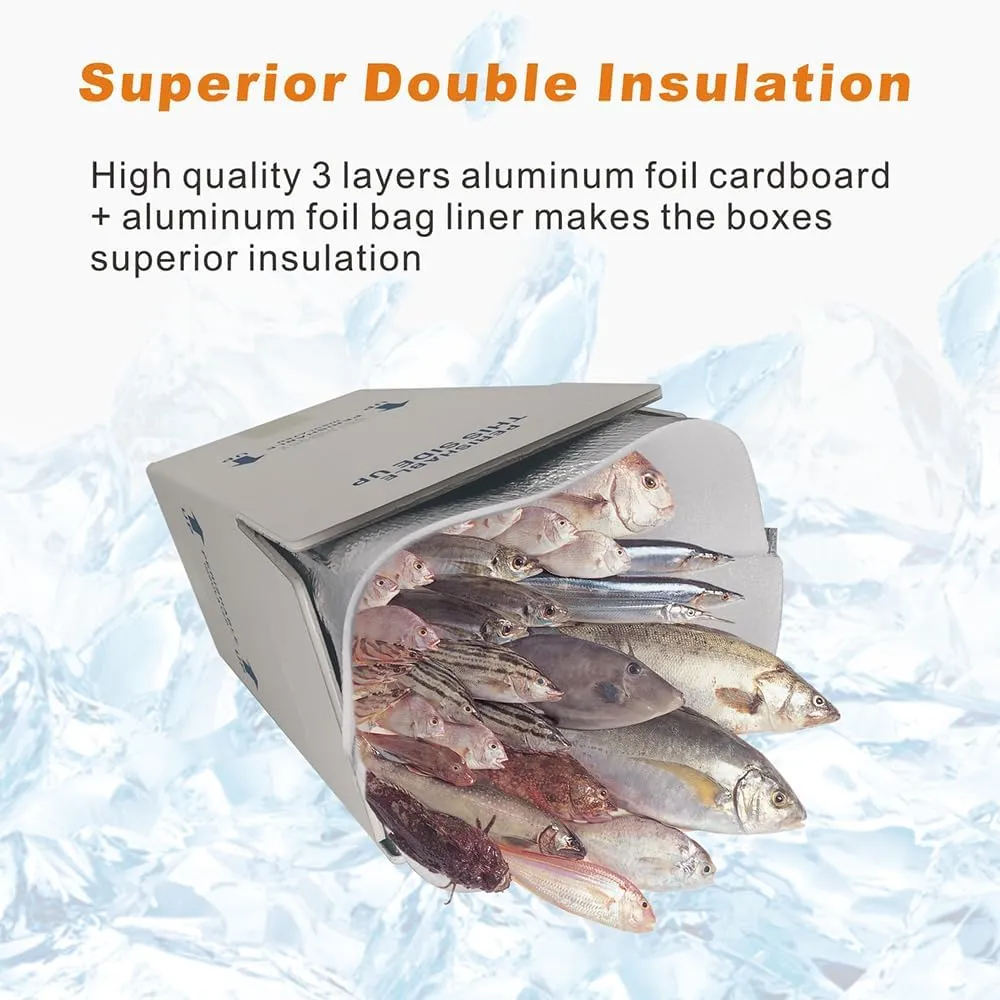 Insulated Shipping Boxes with Liners, 4 Pack 7'' x 6'' x 10'' Small Cold Shipping Boxes, for Perishable Frozen Food Shipping, White (TB7610L-4)