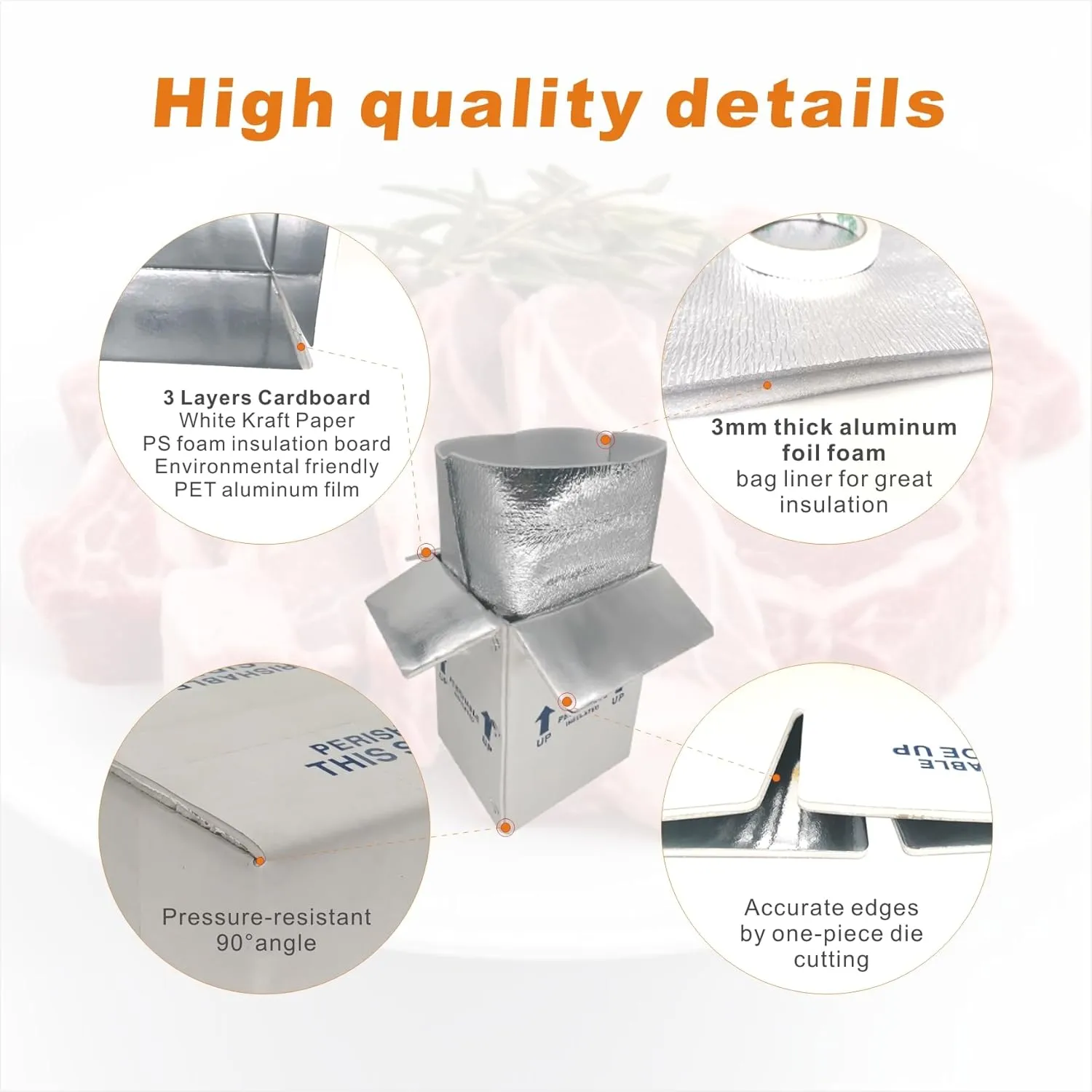 Insulated Shipping Boxes with Liners, 4 Pack 7'' x 6'' x 10'' Small Cold Shipping Boxes, for Perishable Frozen Food Shipping, White (TB7610L-4)