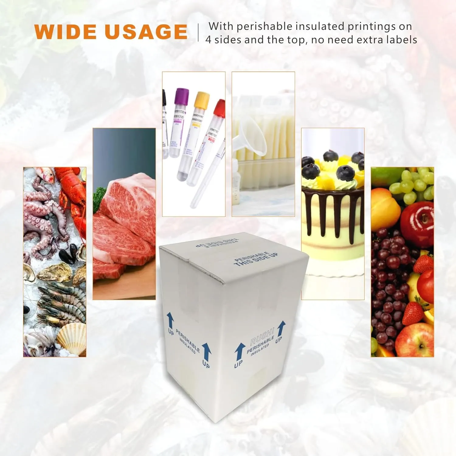 Insulated Shipping Boxes with Liners, 4 Pack 7'' x 6'' x 10'' Small Cold Shipping Boxes, for Perishable Frozen Food Shipping, White (TB7610L-4)