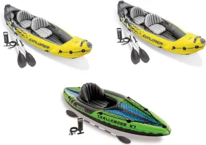 Intex 2-Person Inflatable Kayak w/ Oar & Pump 2 pack & 1-Person Inflatable Kayak