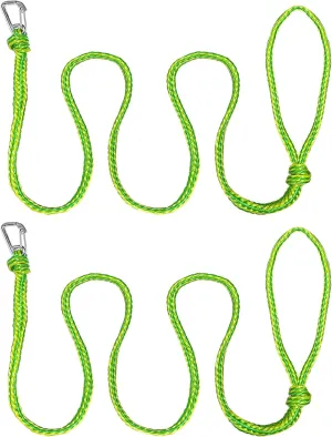 ISURE MARINE Kayak Tow Rope with Clip Dock Lines Heavy Duty Braided Line Ideal for Jet ski,watercraft Boat, Kayaking, Marine Sets of Two Ropes 1/2 Inch Diameter x 7ft Lengths Green