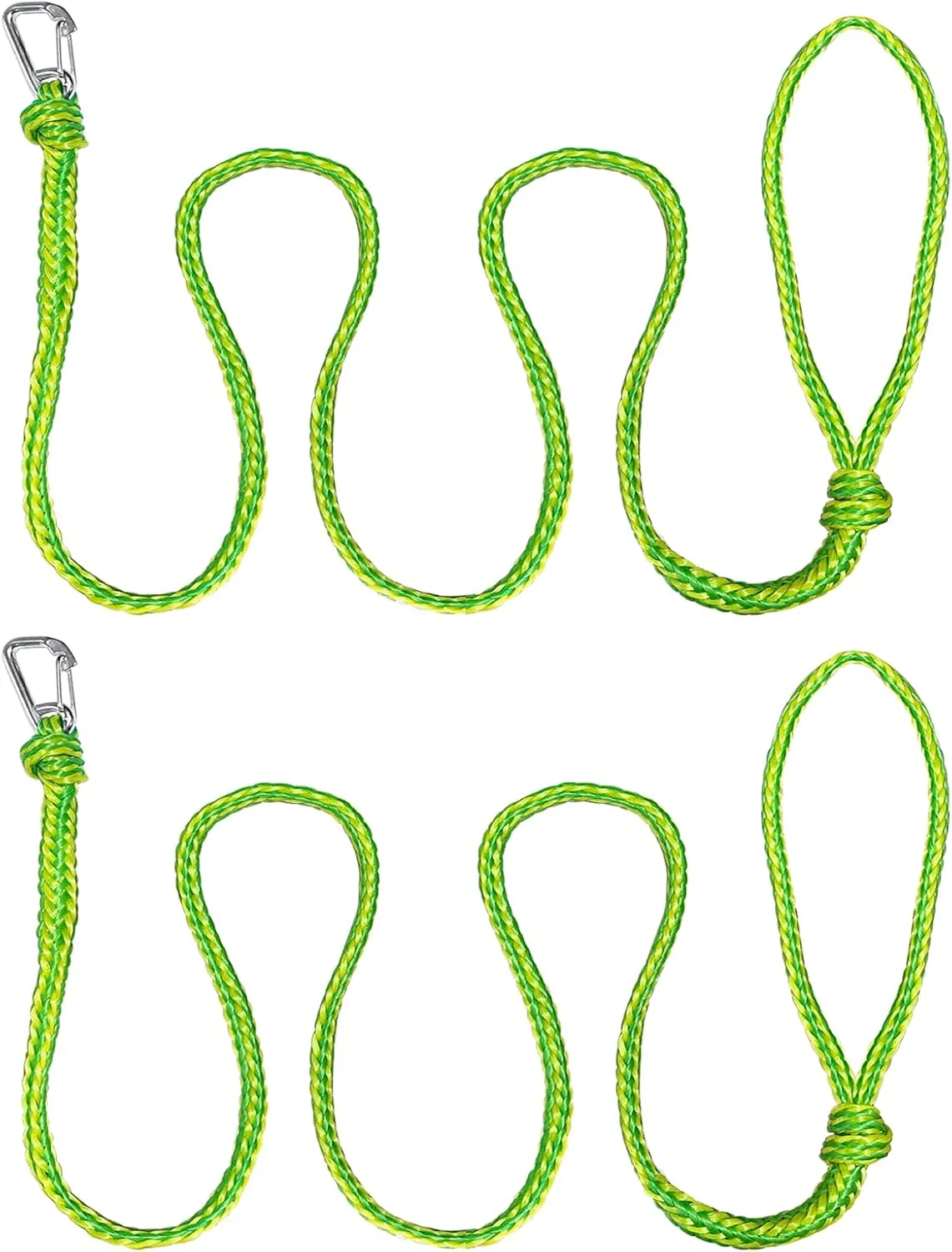 ISURE MARINE Kayak Tow Rope with Clip Dock Lines Heavy Duty Braided Line Ideal for Jet ski,watercraft Boat, Kayaking, Marine Sets of Two Ropes 1/2 Inch Diameter x 7ft Lengths Green