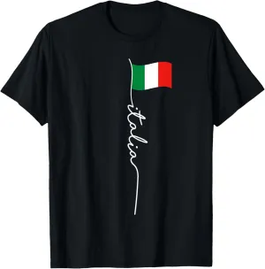 Italy Signature Flag Pole - Elegant Patriotic Italian Flag T-Shirt