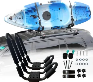 J Bar Kayak Roof Rack Universal Kayak Saddle Kayak Carrier Holders for Canoe, SUP, Kayaks, Surfboard and Ski Board Rooftop Mount on SUV, Car and Truck Crossbar (Kayak roof Rack)