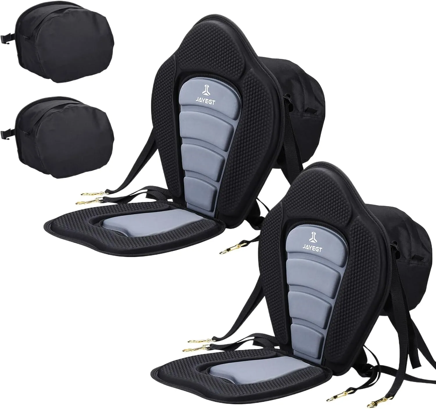 JAYEGT Kayak Seat Deluxe Padded Back Canoe Seat with Back Support ，SUP Paddle Board Seats Fishing Seat for Universal Sit with Detachable Storage Bag and 4 Adjustable Straps.