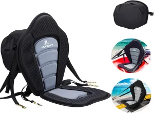JAYEGT Kayak Seat Deluxe Padded Back Canoe Seat with Back Support ，SUP Paddle Board Seats Fishing Seat for Universal Sit with Detachable Storage Bag and 4 Adjustable Straps.