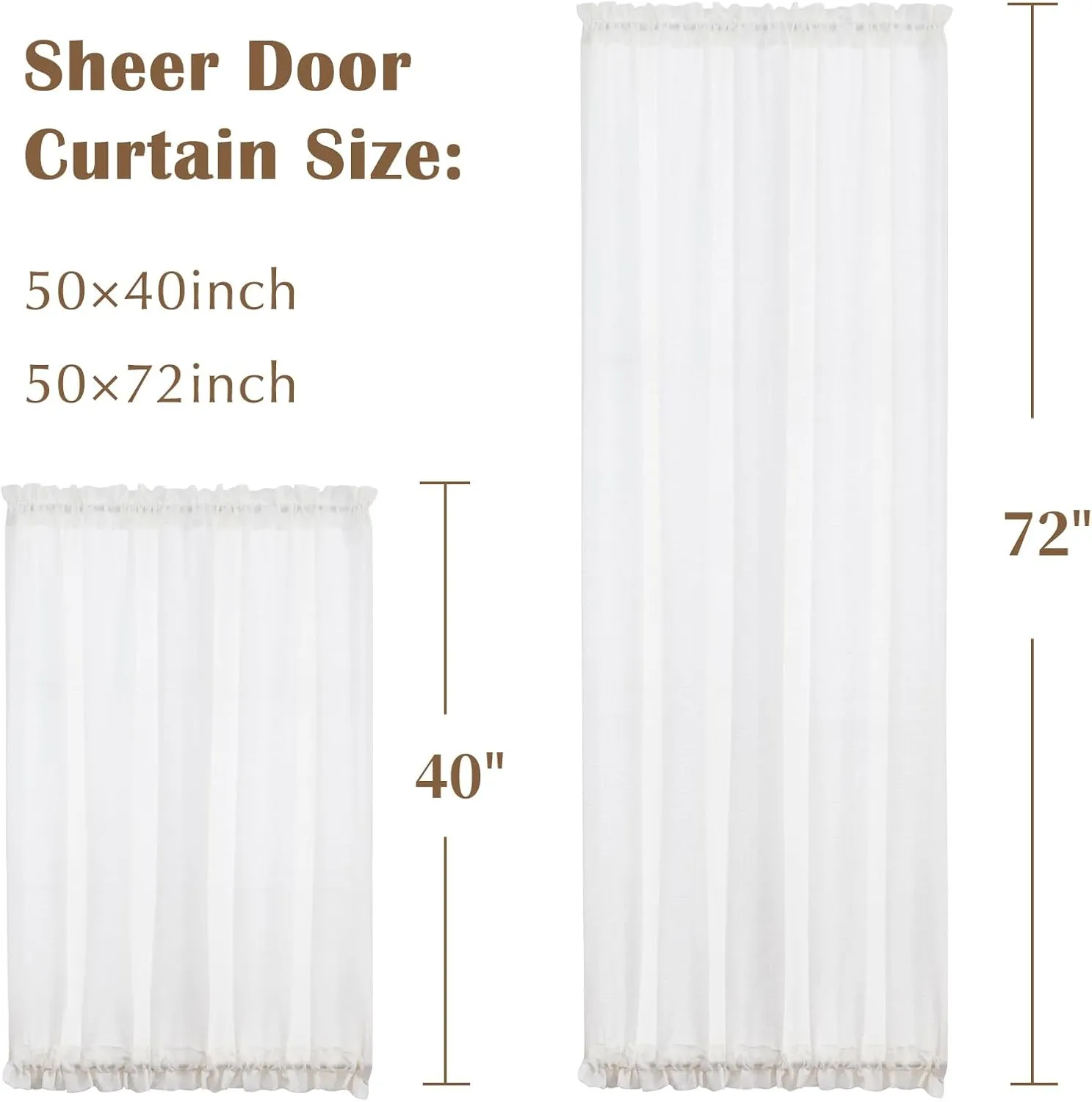 jinchan Linen French Door Curtain 40 Inch Farmhouse Window Curtains Flax Country Rustic Door Curtain Privacy Panel with Tieback Rod Pocket Light Filtering 1 Panel White