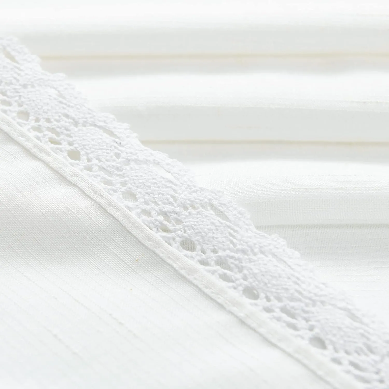 jinchan Linen Valance with Lace Trim Farmhouse Rustic Valance Curtain for Window 18 Inch Small Window Treatment for Living Room Dining Room Semi Sheer Light Filtering Rod Pocket 1 Panel Off White
