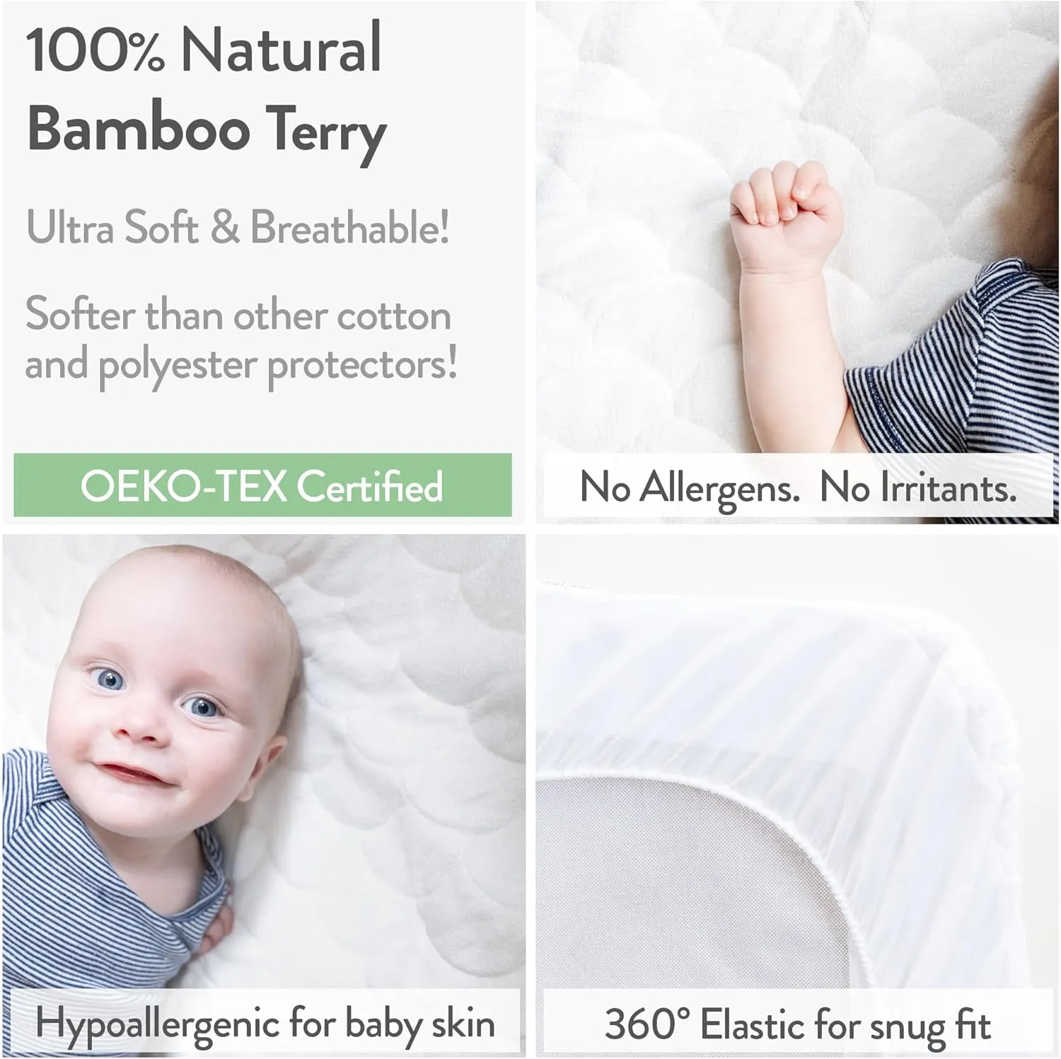 Joey   Joan Waterproof Bassinet Mattress Pad Cover Compatible with Chicco Lullago Anywhere Bassinet – 2 Pack Quilted Mattress Protector Made from Ultra Soft Bamboo Viscose Terry – 14" x 30"