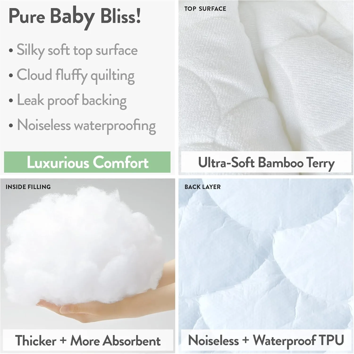 Joey   Joan Waterproof Bassinet Mattress Pad Cover Compatible with Chicco Lullago Anywhere Bassinet – 2 Pack Quilted Mattress Protector Made from Ultra Soft Bamboo Viscose Terry – 14" x 30"