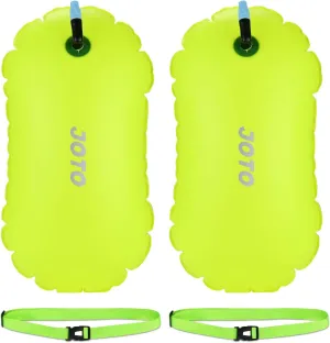 JOTO 2 Pack Swim Buoy Float for Open Water, Swimming Belt Bubble Safety Float with Adjustable Waist, Snorkeling, Swim Training, Triathletes, Kayaking