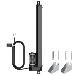 Justech 12V Heavy-Duty Linear Actuator 225 LBS/1000N-12inch/300mm Silent IP54 Electric Actuator with Brackets for Electric Windows, RV Adjustments, Solar Trackers, Industrial Machinery-Black