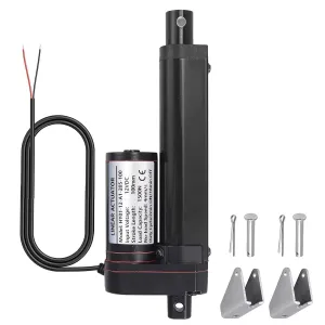 Justech 12V Heavy-Duty Linear Actuator 330LBS/1500N-4inch/100mm Silent Waterproof IP54 Electric Actuator with Mounting Bracket for Electric Windows, RV, Solar Trackers, Industrial Machinery, Black