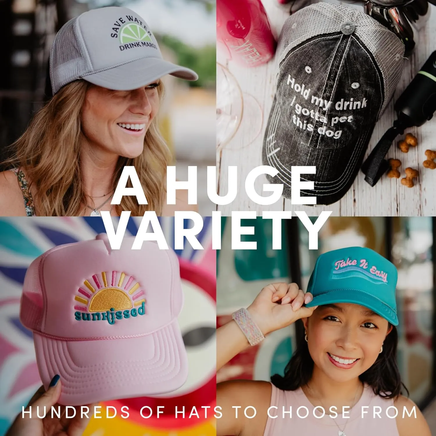 KATYDID Kayak Hair Don't Care Baseball Cap - Trucker Hat for Women - Stylish Cute Sun Hat