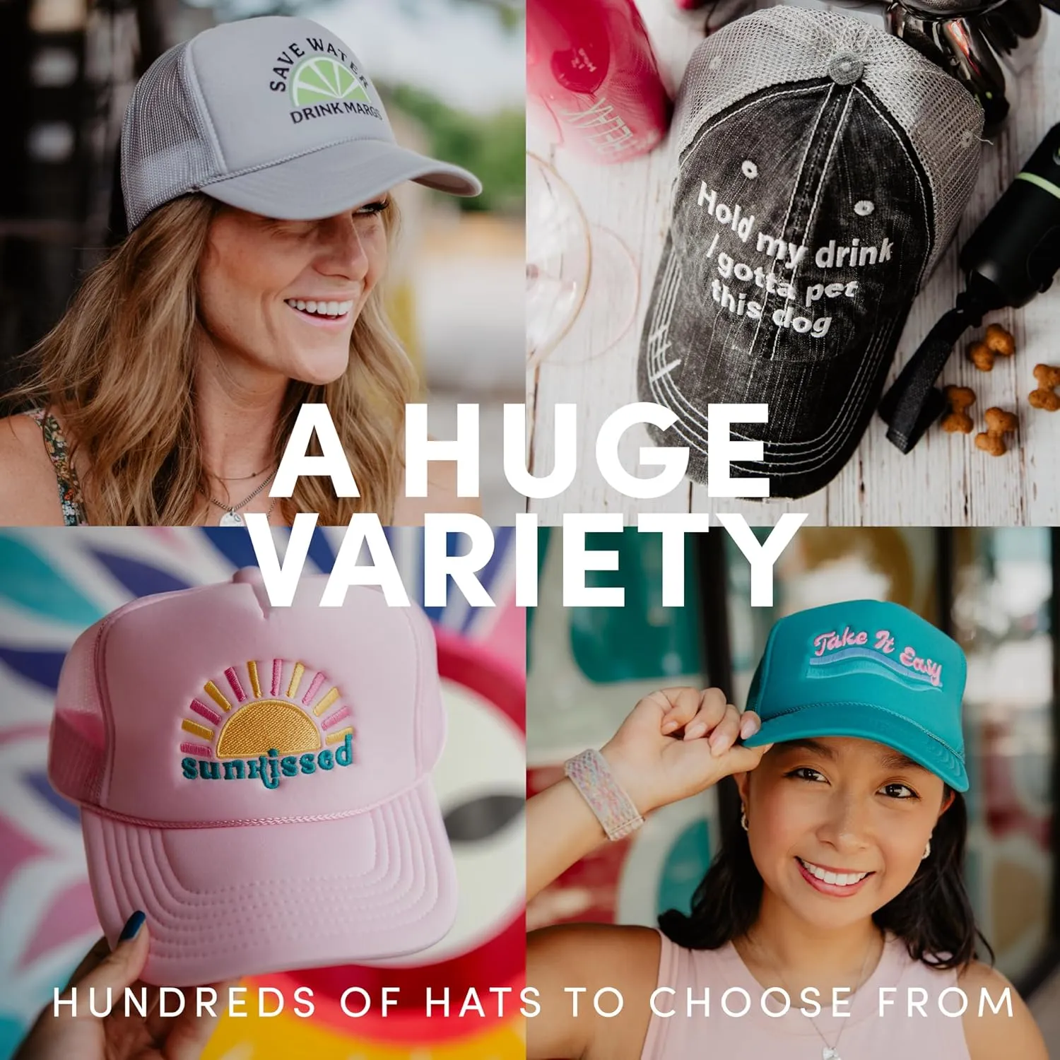 KATYDID Kayak Hair Don't Care Baseball Cap - Trucker Hat for Women - Stylish Cute Sun Hat