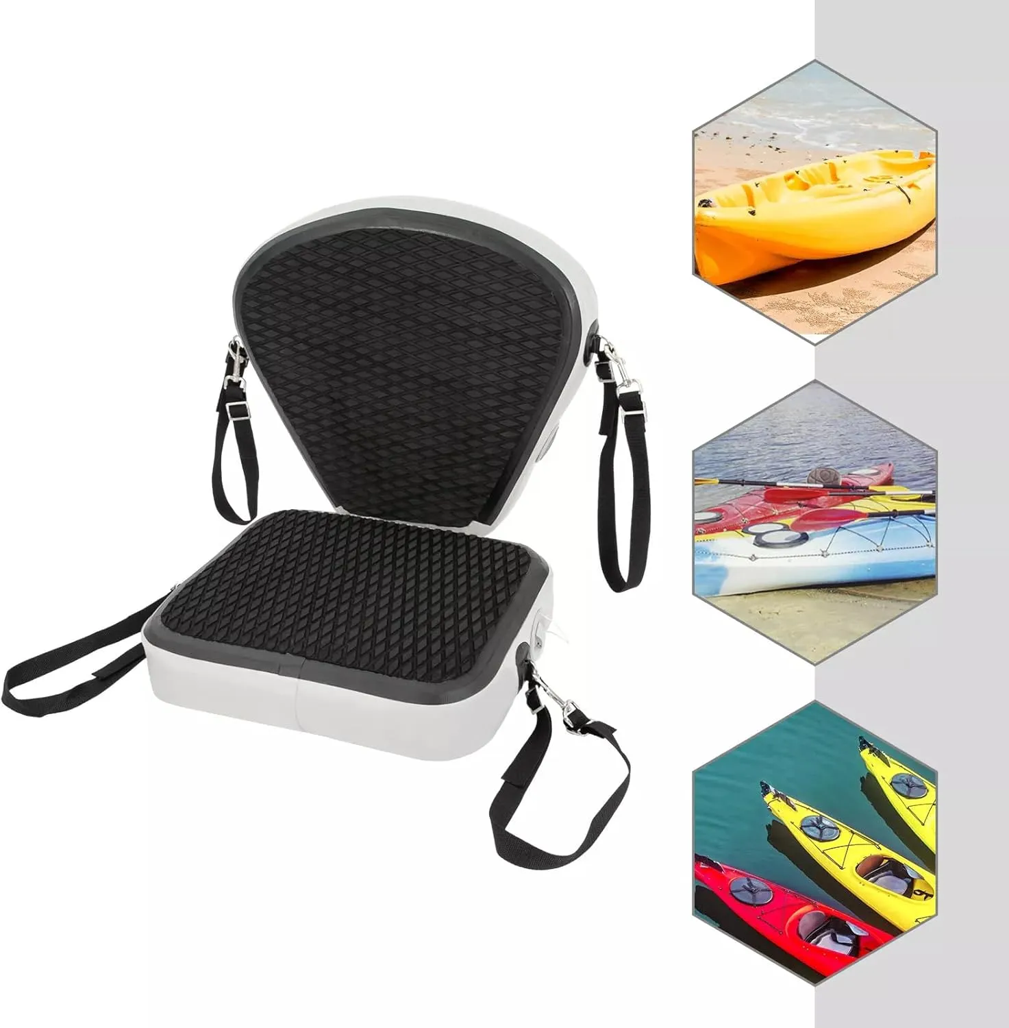 Kayak Accessories Seats,Canoe Seats With Back Support Seat 17.7x18.8in Paddle Board Seat For Inflatable Boards Padded Boat,Sup,Canoe,Fishing Boat,Seats With 4 Adjustable Straps (Black)