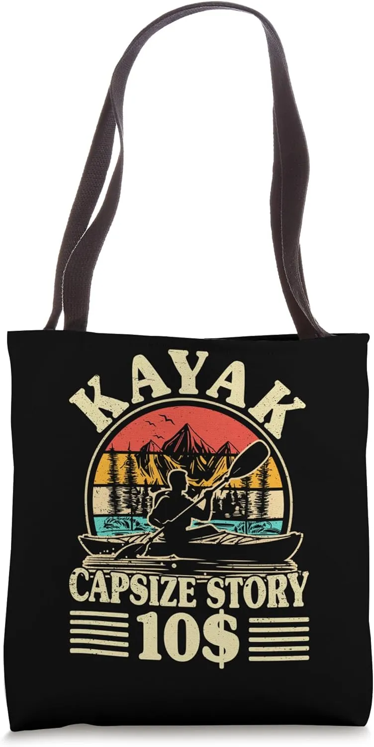 Kayak Capsize Story Funny Kayak Boat Retro Kayaking Tote Bag