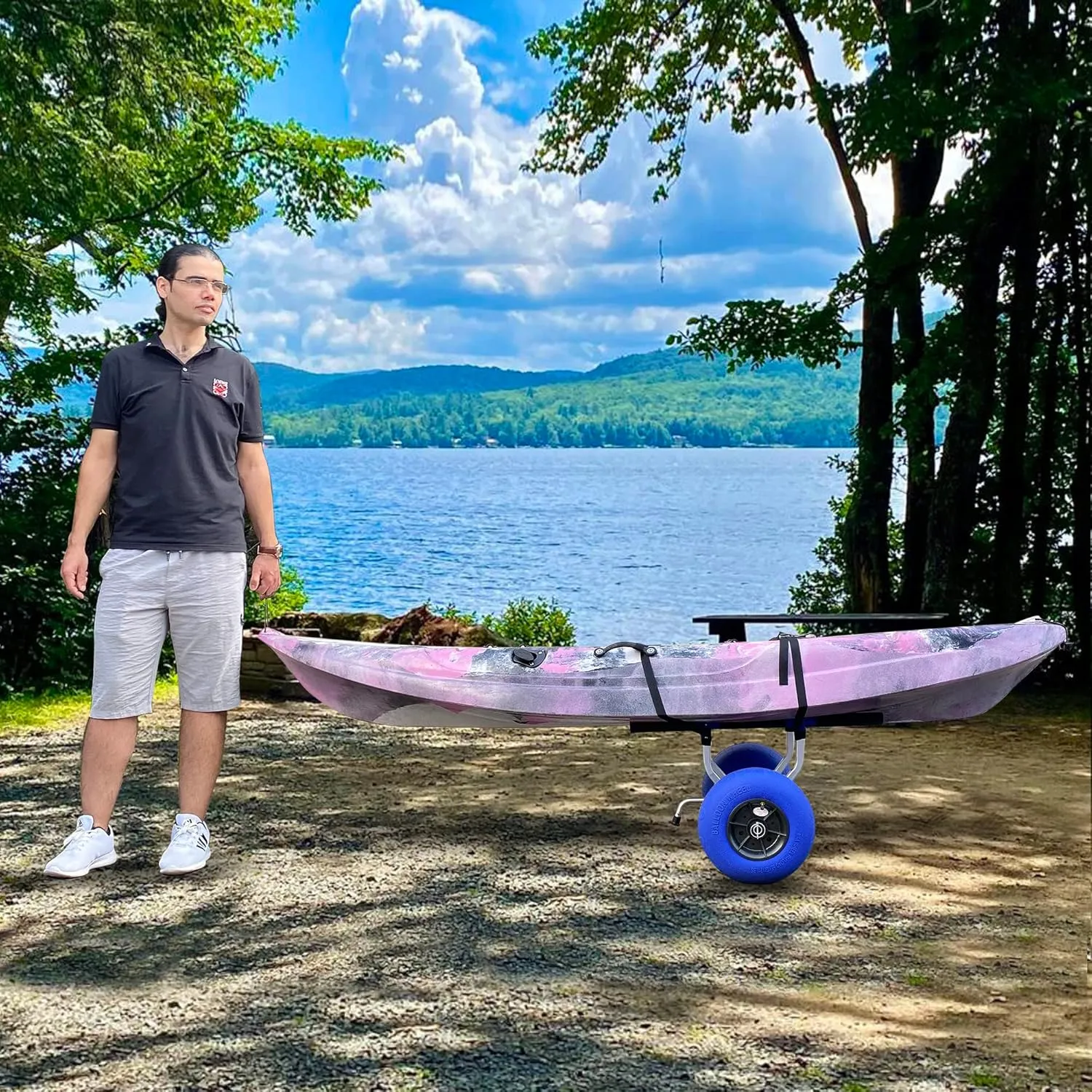Kayak Cart, Heavy-Duty Kayak Cart Dolly Canoe Trolley Wheels for Paddleboard Kayaks SUP Transport
