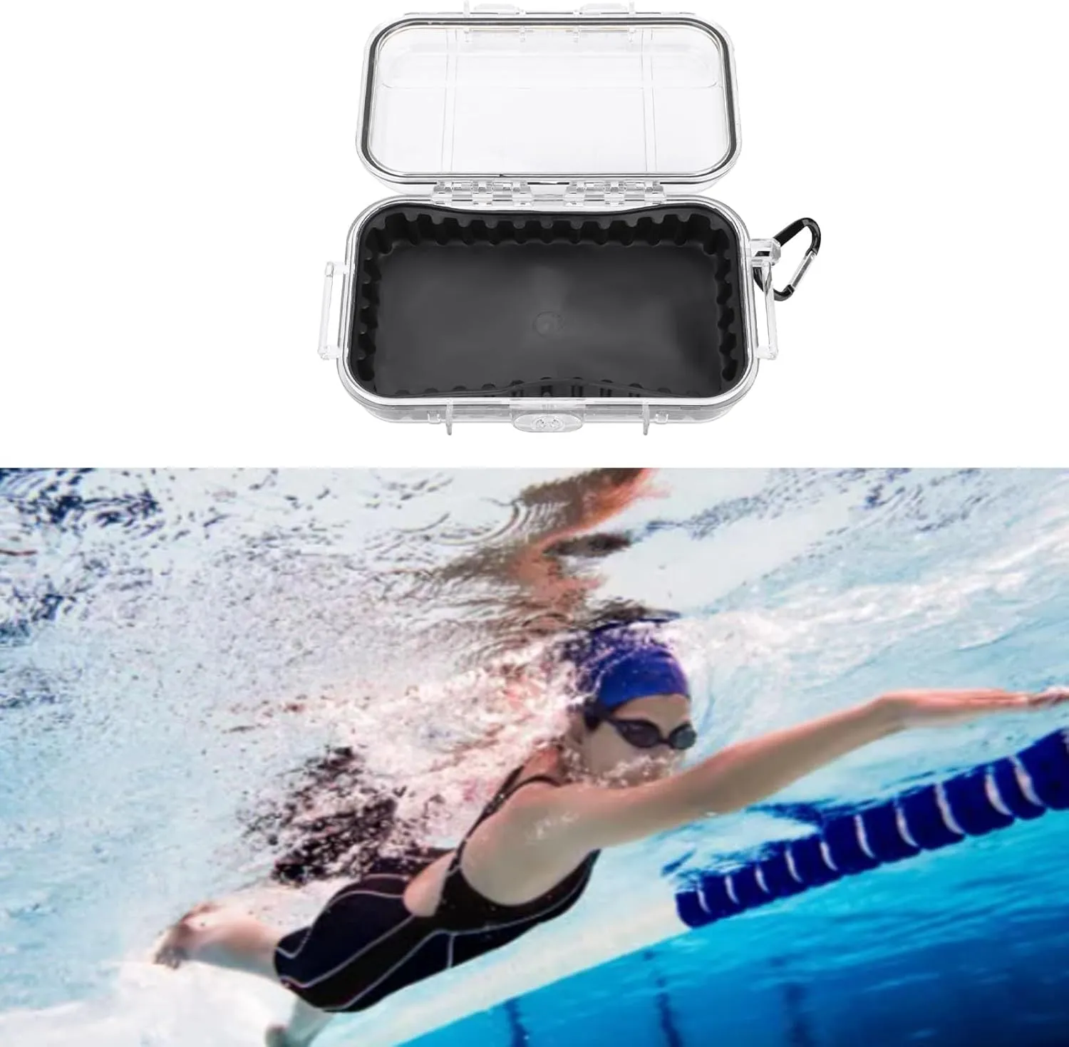 Kayak Dry Box, Dry Case Shockproof Storage Airtight Carry Inner With Detachable Rubber Pad, Diving Dry Box For Storing Some EDC Tools Phone Keys (Transparent)