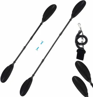Kayak Paddle, 70inch to 95inch Telescopic Canoe Paddle Boat Oars Adjustable for Fishing Adults with Kayak Paddles Leash Made of Steel Material Sturdy Black