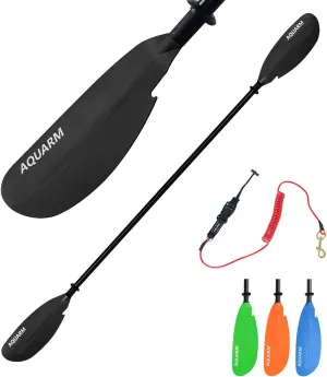 Kayak Paddle for Adult with Free Paddles Leash, 91.7 inch Lightweight Adjustable Kayaking Oars with Aluminum Shaft and Black Green Blue Orange Fiberglass Blades for Boating Canoeing