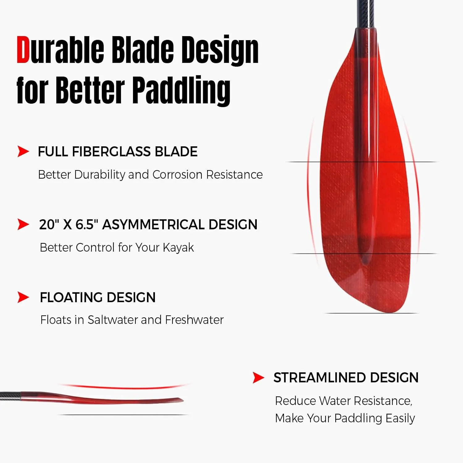 Kayak Paddle Premium Carbon Shaft and Gradient Full Fiberglass Blade, Lightweight Adjustable Carbon Fiber Kayaking Oars, 230-240 cm/90-94 inches, Colorful Series