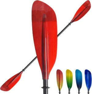 Kayak Paddle Premium Carbon Shaft and Gradient Full Fiberglass Blade, Lightweight Adjustable Carbon Fiber Kayaking Oars, 230-240 cm/90-94 inches, Colorful Series