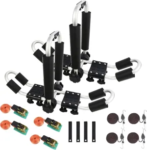 Kayak Roof Rack 2-in-1 Aluminum Folding J Bar Roof Carrier Rack-Includes 8 Pcs Ratchet Tie and 4 Pcs Anchor Strap-Mount on SUV, Car,Truck Roof Top Crossbar-Easy to Carry 2 Kayaks/Canoes/Surf, 2Pack