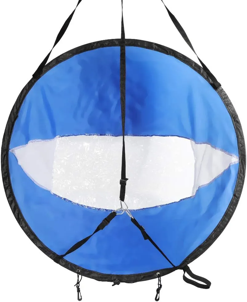 Kayak Sail Wind Sail 108cm Blue & White Canoe Sail Transparent Window UV, Easy Setup & Control