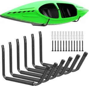 Kayak Storage Rack, Wall Mount Kayak Hooks for Garage Utility Storage Hangers for Canoe, Surfboard, Skiis, Snowboard, Paddle Board, Ladders