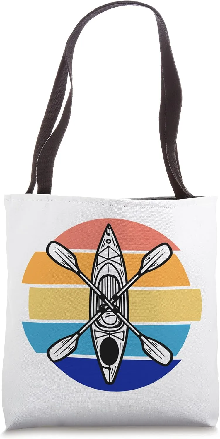 Kayaker Kayaking Canoe Lake Kayak Retro Pop Art Tote Bag