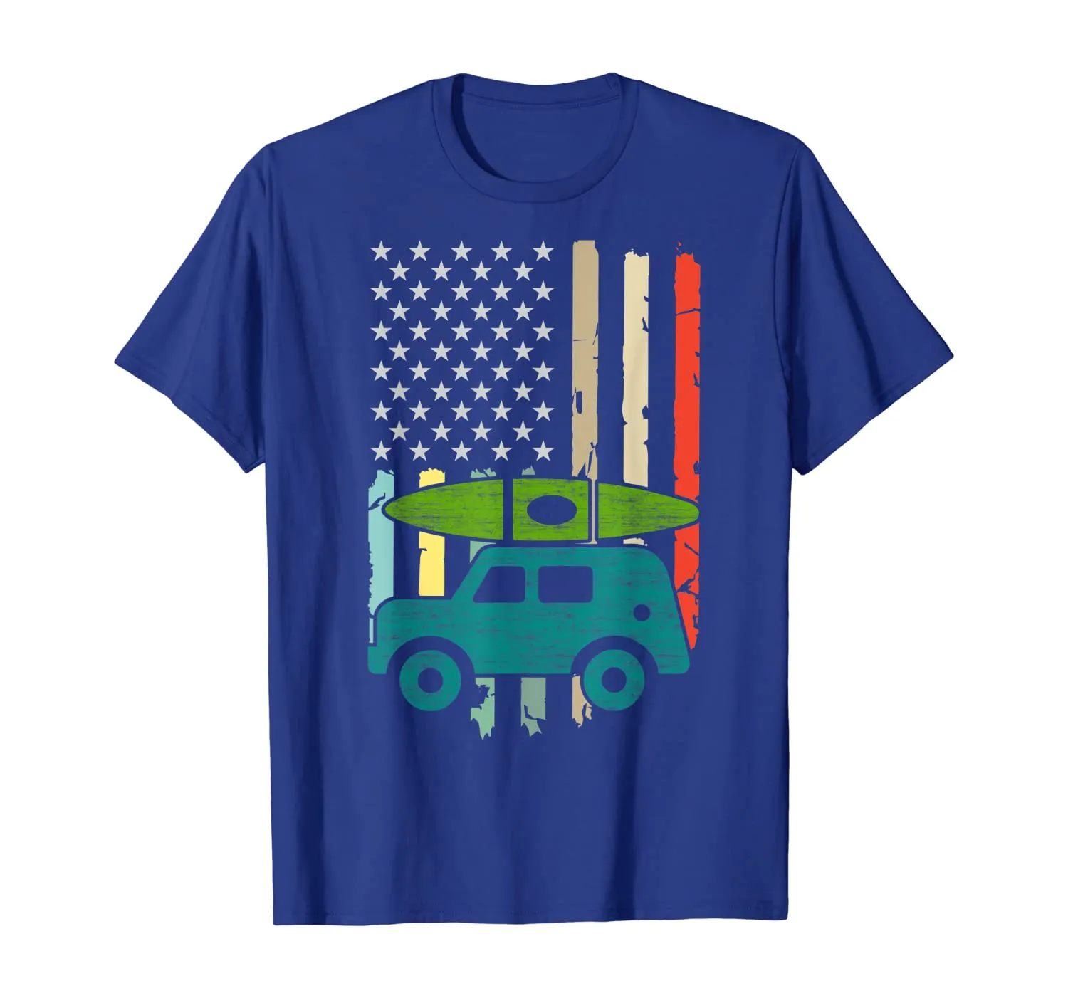 Kayaking Gift Colorful American Flag Kayak Lovers T-Shirt