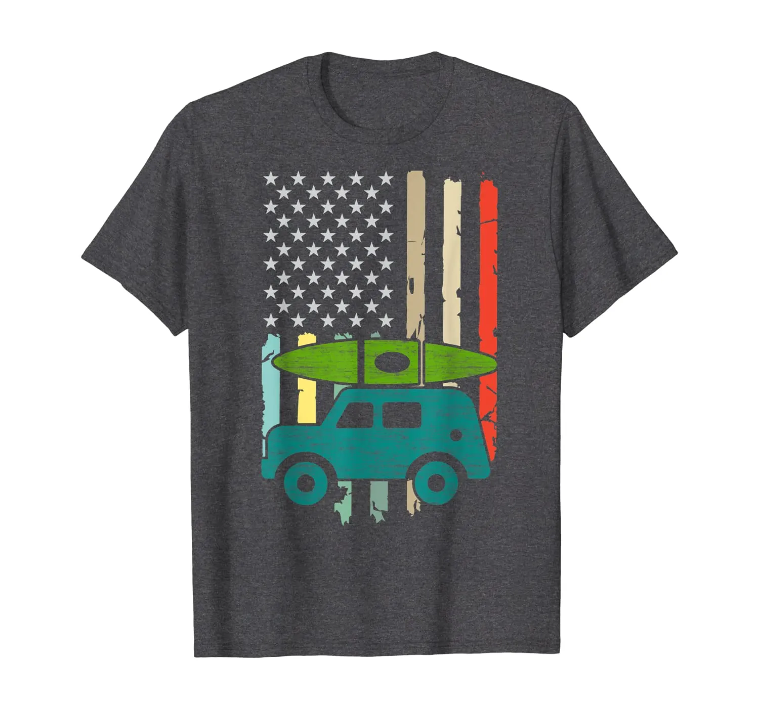 Kayaking Gift Colorful American Flag Kayak Lovers T-Shirt