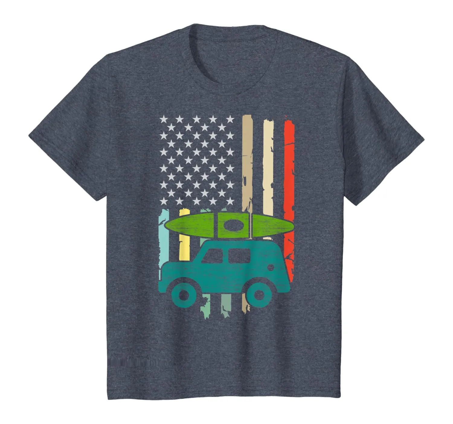Kayaking Gift Colorful American Flag Kayak Lovers T-Shirt
