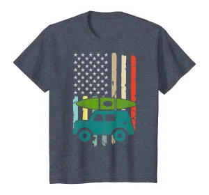 Kayaking Gift Colorful American Flag Kayak Lovers T-Shirt