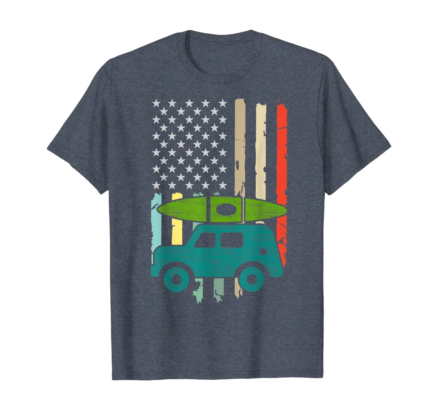 Kayaking Gift Colorful American Flag Kayak Lovers T-Shirt