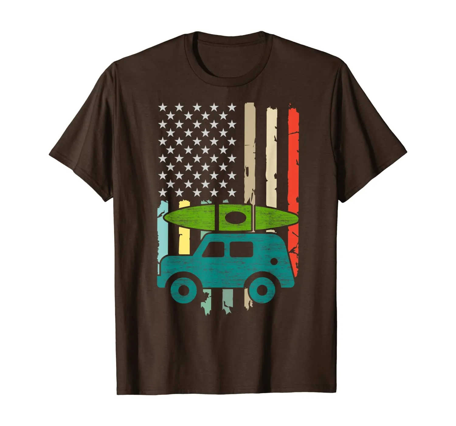 Kayaking Gift Colorful American Flag Kayak Lovers T-Shirt