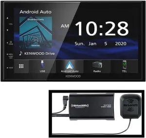 Kenwood DMX4707S 6.8" Capacitive Touch Screen Digital Multimedia Receiver with Apple CarPlay & Android Auto (Does not Play CDs) | Plus SiriusXM SXV300v1 Connect Vehicle Tuner Kit for Satellite Radio